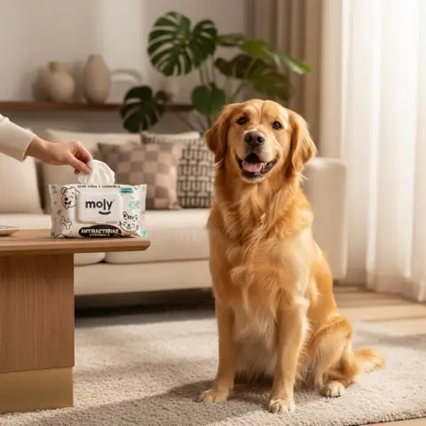 Lingettes Moly pour zones sensibles du chien comme le visage