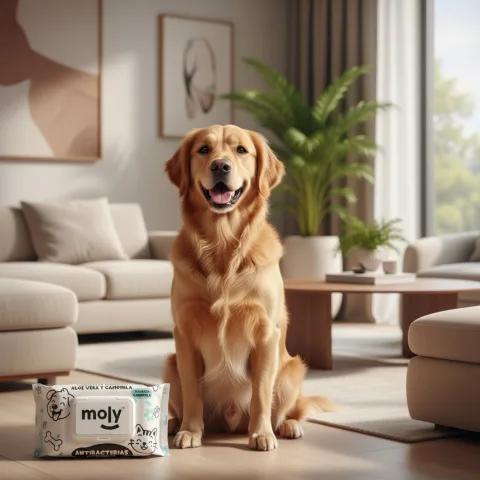 Paquet ouvert montrant les lingettes humides Moly