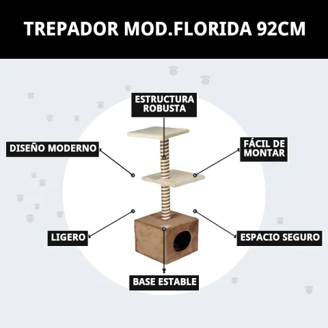Vue latérale de l'arbre Mod. Florida pour chats et rongeurs